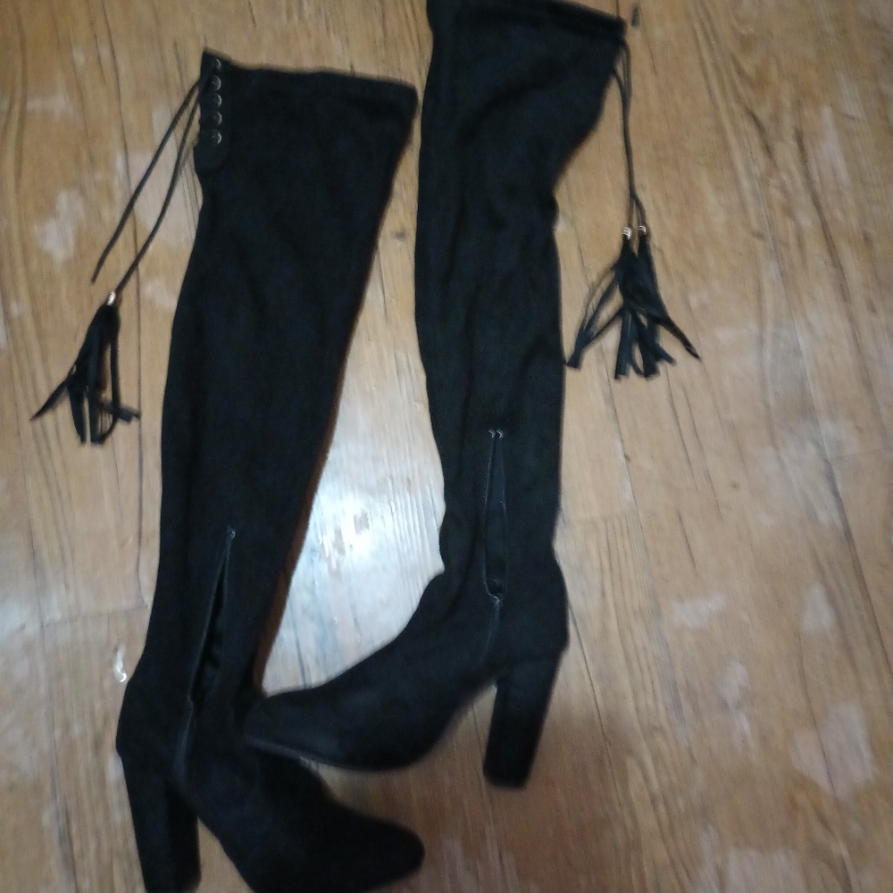 Truffle collection suede thigh high boots